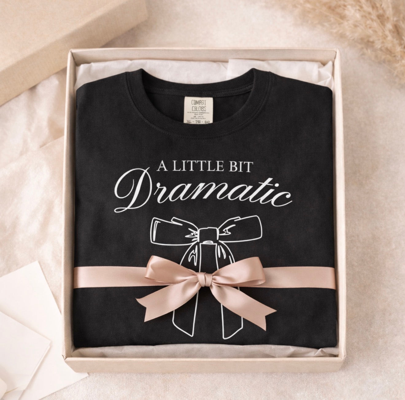 ttle Bit Dramatic T-Shirt – Funny Bow Graphic Tee, Minimal Aesthetic Shirt, Cute Sassy Outfit, Unisex Cotton Tee