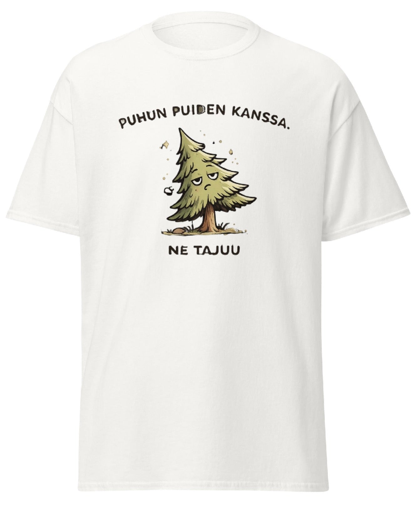 Puhun Puiden Kanssa T-Paita – Hauska Finnish Design | Puuvilla